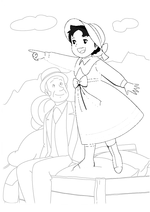 coloriage heidi pointe du doigt